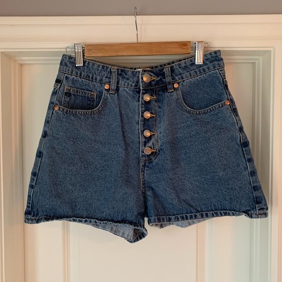 COTTON ON High Waisted Flashback Denim Shorts Blue - Picture 4 of 11